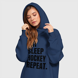 Женское худи-платье EAT SLEEP HOCKEY REPEAT, цвет: тёмно-синий — фото 2