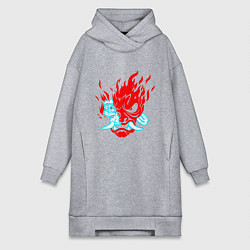 Женское худи-платье Cyberpunk neon samurai, цвет: меланж