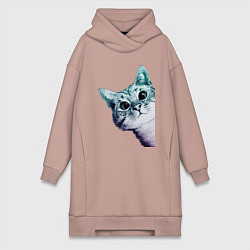 Женская толстовка-платье Любопытный кот
