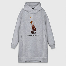 Женское худи-платье Dark Souls - Bonfire, цвет: меланж
