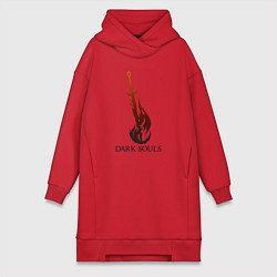 Женское худи-платье Dark Souls - Bonfire, цвет: красный