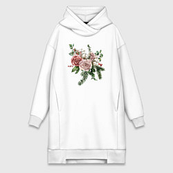 Женская толстовка-платье Букет роз