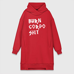 Женское худи-платье BURN CORPO SHIT, цвет: красный
