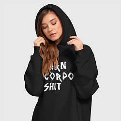 Женское худи-платье BURN CORPO SHIT, цвет: черный — фото 2