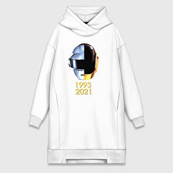 Женское худи-платье Daft Punk, цвет: белый