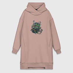 Женское худи-платье Ходячий Замок, цвет: пыльно-розовый
