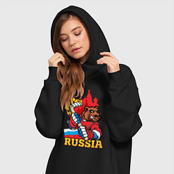 Женское худи-платье Хоккей Россия, цвет: черный — фото 2