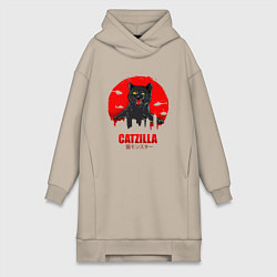 Женское худи-платье КОТЗИЛЛА CATZILLA, цвет: миндальный