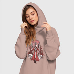 Женское худи-платье Данте в розах, цвет: пыльно-розовый — фото 2