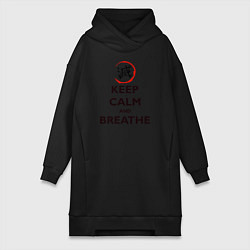 Женское худи-платье KEEP CALM and BREATHE, цвет: черный