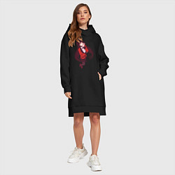 Женское худи-платье Игривая Юмэко Безумный Азарт, цвет: черный — фото 2