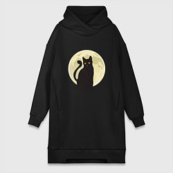 Женское худи-платье Moon Cat, цвет: черный