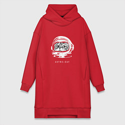 Женское худи-платье Astro-cat, цвет: красный