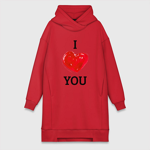 Женская толстовка-платье I LOVE YOU HEART Z / Красный – фото 1