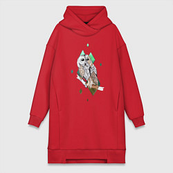 Женское худи-платье Owl rhombus, цвет: красный