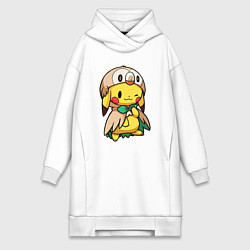 Женское худи-платье Пикачу - совенок, цвет: белый