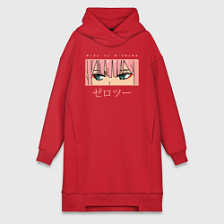Женское худи-платье Darling in the Franxx 02 глаза, цвет: красный