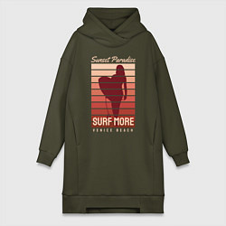 Женское худи-платье SURF MORE, цвет: хаки