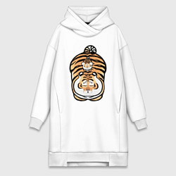 Женское худи-платье Семейка тигров, цвет: белый