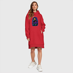 Женское худи-платье Bitcoin Moon Биткоин Луна, цвет: красный — фото 2
