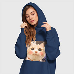 Женское худи-платье Мем про котов, цвет: тёмно-синий — фото 2