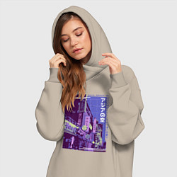 Женское худи-платье Neon Asian Street Vaporwave, цвет: миндальный — фото 2