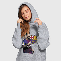 Женское худи-платье Lionel Messi Barcelona Argentina, цвет: меланж — фото 2