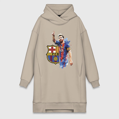 Женская толстовка-платье Lionel Messi Barcelona Argentina! / Миндальный – фото 1
