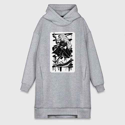 Женская толстовка-платье Девушка с косой / Меланж – фото 1