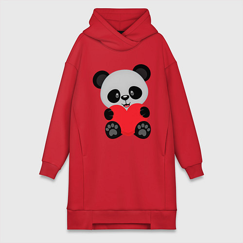 Женская толстовка-платье Love Панда / Красный – фото 1