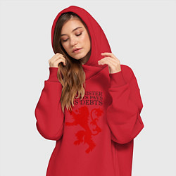 Женское худи-платье Logo and quotes Lannister, цвет: красный — фото 2