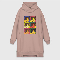 Женское худи-платье COM Энди Уорхол, цвет: пыльно-розовый