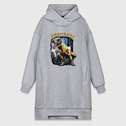 Женское худи-платье Пивозавр Динозавр с пивом, цвет: меланж
