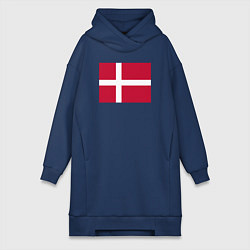 Женское худи-платье Дания Флаг Дании, цвет: тёмно-синий