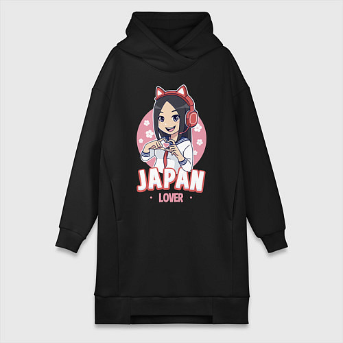 Женская толстовка-платье Japan lover anime girl / Черный – фото 1