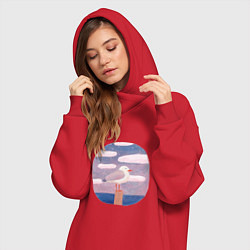 Женское худи-платье Отдыхающая чайка, цвет: красный — фото 2