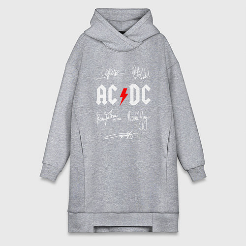 Женская толстовка-платье AC DC АВТОГРАФЫ ИСПОЛНИТЕЛЕЙ / Меланж – фото 1