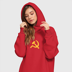 Женское худи-платье СССР - Серп и Молот, цвет: красный — фото 2