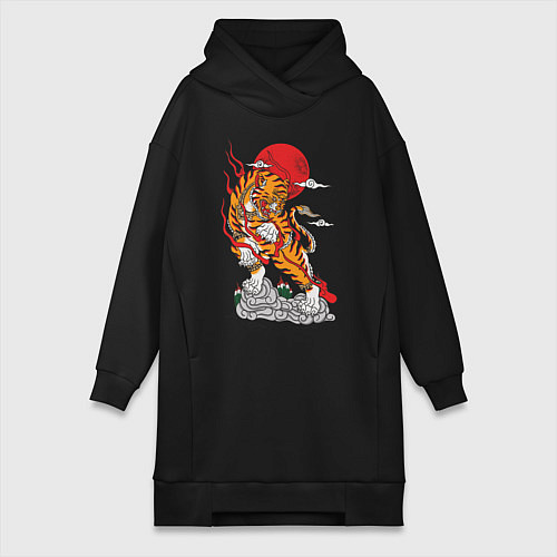 Женская толстовка-платье Тигр / Черный – фото 1