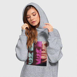 Женское худи-платье Энди Уорхол фотоколлаж, цвет: меланж — фото 2