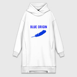 Женское худи-платье Blue Origin logo перо, цвет: белый