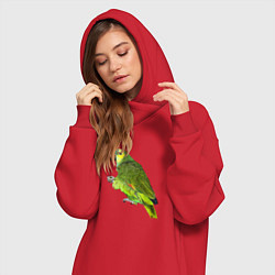 Женское худи-платье Попугайчик, цвет: красный — фото 2
