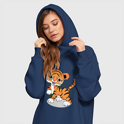 Женское худи-платье Тигренок, цвет: тёмно-синий — фото 2