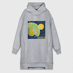 Женское худи-платье Space Oddity 42, цвет: меланж