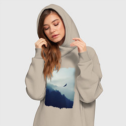 Женское худи-платье ОРЁЛ НАД ЛЕСОМ EAGLE, цвет: миндальный — фото 2