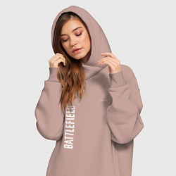 Женское худи-платье BATTLEFIELD 2042 БЕЛЫЙ ЛОГОТИП, цвет: пыльно-розовый — фото 2