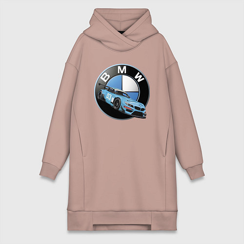 Женская толстовка-платье BMW самая престижная марка автомобиля / Пыльно-розовый – фото 1