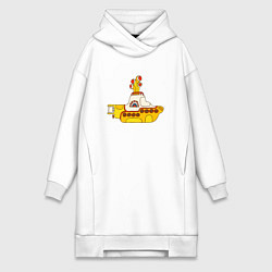 Женское худи-платье The Beatles Yellow Submarine в дудл стиле, цвет: белый