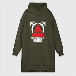 Женское худи-платье 30 Seconds To Mars Logo, цвет: хаки