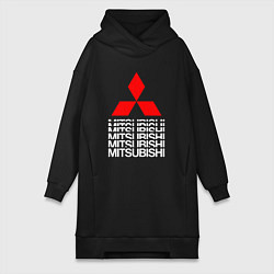 Женское худи-платье MITSUBISHI МИЦУБИСИ МИТСУБИСИ МИЦУБИШИ LOGO STYLE, цвет: черный